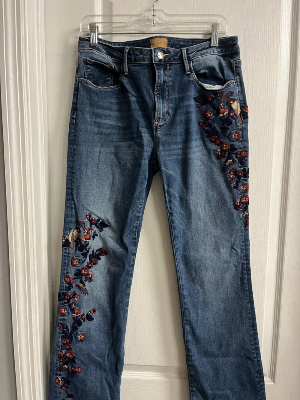 DRIFTWOOD Dark Blue Straight-Leg Jeans with Floral Embroidery - Picture 3 of 8